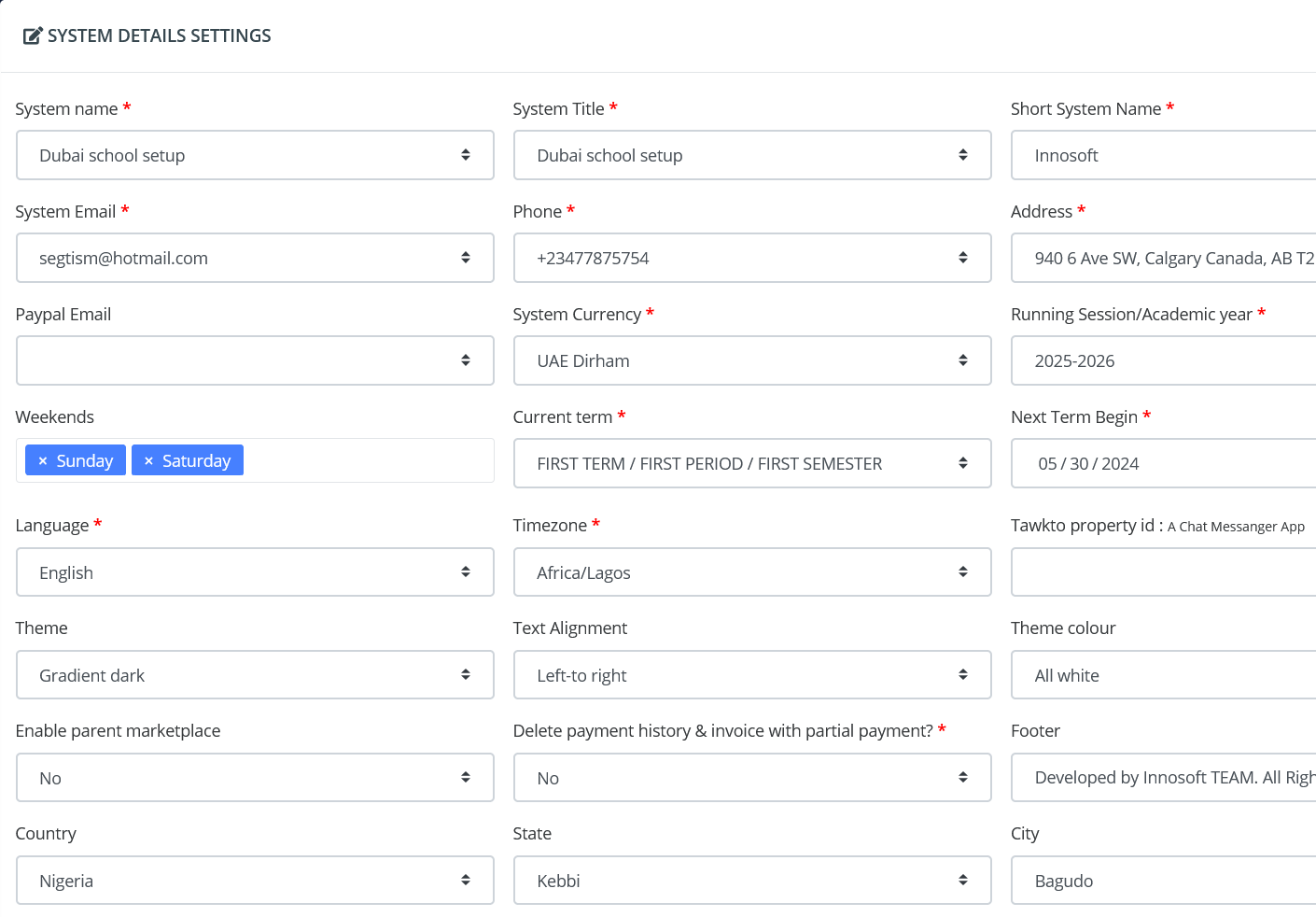 Gosfem school management dashboard